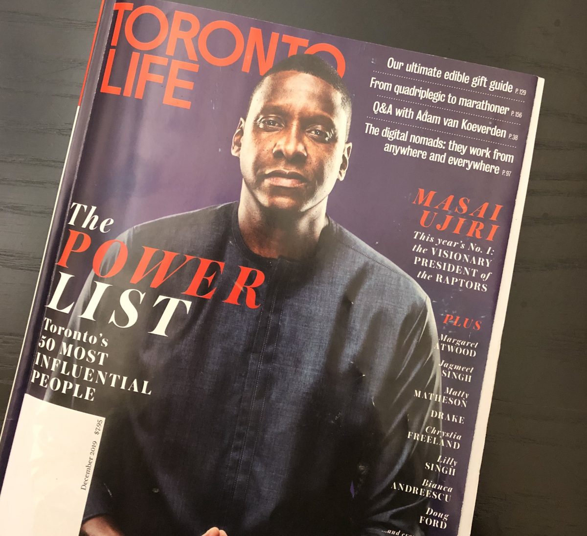 Cover of Toronto Life magazine with Masai Ujiri pictured. Large headline reads "The Power List"
